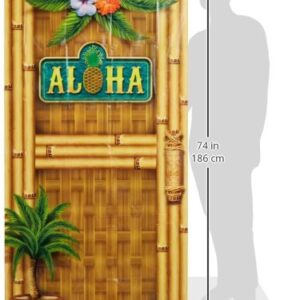 Beistle Plastic Aloha Door Cover for Luau and Beach Parties, 30" x 5', Multicolor, 1 Pkg