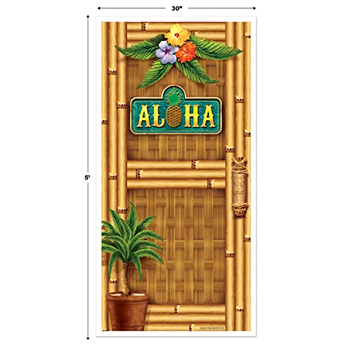 Beistle Plastic Aloha Door Cover for Luau and Beach Parties, 30" x 5', Multicolor, 1 Pkg