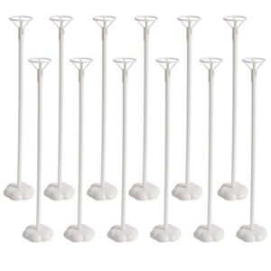sbyure balloon stick stand – 12 sets balloon cup with stick and flower base table desktop support holder for wedding birthday party supplies,white
