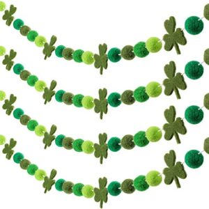 3 Pieces St. Patrick's Day Felt Balls Garland Ball Banner Irish Wool Pom Pom Garland Shamrock Banner Hanging Decoration for St. Patrick's Day Party Holiday