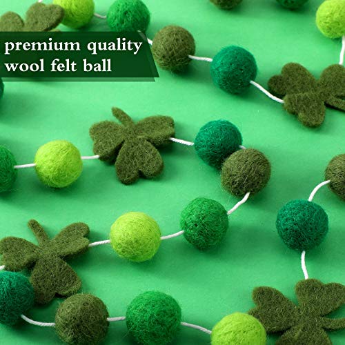 3 Pieces St. Patrick's Day Felt Balls Garland Ball Banner Irish Wool Pom Pom Garland Shamrock Banner Hanging Decoration for St. Patrick's Day Party Holiday