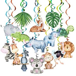 jungle animal wild one party supplies decorations 30 pack foil ceiling hanging swirls streams party banner decor for kids adults safari birthday celebrating party events baby shower room wall decor