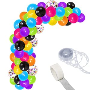 90s 80s 70s 60s 50s themed party decorations balloons garland, 115pcs 90’s 80’s 70’s 60’s 50’s rainbow balloon garland arch party supplies, back to the 90s latex color confetti balloons hip hop party decor