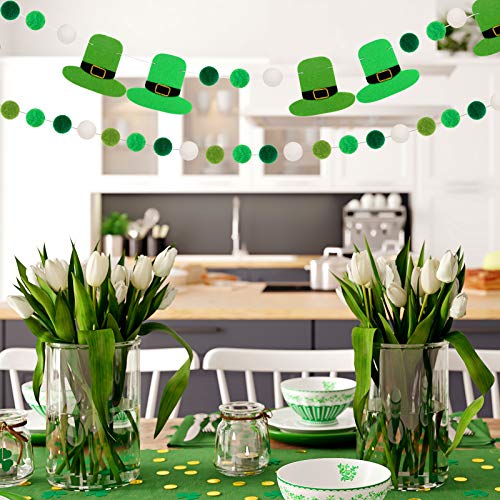 Tatuo 3 Pieces St. Patrick's Day Pompom Garlands Felt Pompom Ball Garlands Irish Wall Hanging Garlands Colorful Pom Pom Banners for St. Patrick's Day Irish Party Indoor Outdoor Home Supplies