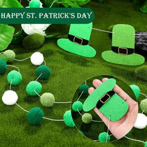 Tatuo 3 Pieces St. Patrick's Day Pompom Garlands Felt Pompom Ball Garlands Irish Wall Hanging Garlands Colorful Pom Pom Banners for St. Patrick's Day Irish Party Indoor Outdoor Home Supplies