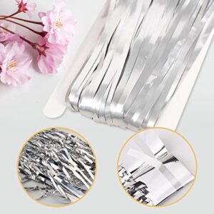 5 Pack Silver Fringe Backdrop 3.2ft x 8.2ft Foil Curtain Tinsel Foil Fringe Curtains Backdrop Tinsel Backdrop Streamers for Birthday Curtain Party Decoration Wedding Christmas Decoration (Silver)