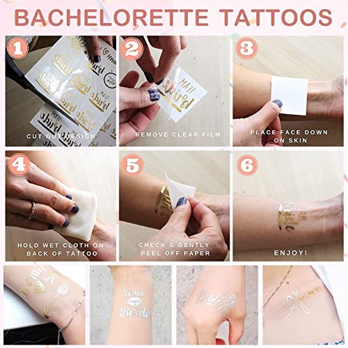 Bachelorette Party Decorations, Bridal Shower Decorations Bride to Be Balloons Rose Gold Bridal Foil Curtain Backdrop (Give Temporary Tattoos)