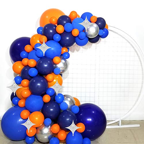 FUNPRT Outer Space Balloons Garland - Silver Orange Blue Navy Latex Balloons for Men's Bbirthday Graduation Party Decor Balloons,113 Count