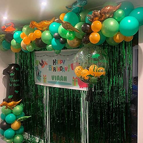 135pcs Jungle Party Balloon Arch Green Orange Gold Balloon Garland for Jungle Dinosaur Themed Party Kids Boys Birthday Party and Animal Party Decorations