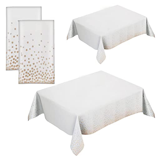 2 Pack Rose Gold Tablecloth Plastic Table Clothes for Rectangle Tables 54" x 108" Party Tablecloth for Bridal Shower Decorations Rose Gold Party Decorations Birthday Tablecloth Table Covers for Party