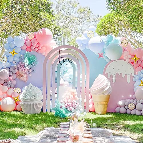 Pastel Balloons Garland Arch Kit, 117 pcs Macaron Rainbow Easter Balloon with Gold Confetti Balloons for Kids Birthday Baby Shower Easter Day Unicorn Party Decorations