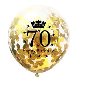 70th Birthday Balloons Gold and Black Party Decorations Latex Confetti Balloon for Women Men 70 Year Old Anniversary Decoration Party Supplies 12 Inch 15 Pack(70 years old)
