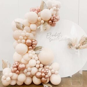 Double Layer Beige Balloons Different Sizes 18In 12In 5In Ivory White Blush Balloon Garland Pastel Cream Latex Balloon Arch Kit for Boho Baby Shower Birthday Wedding Bridal Shower Gender Reveal Party