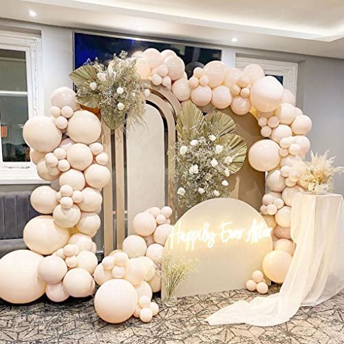 Double Layer Beige Balloons Different Sizes 18In 12In 5In Ivory White Blush Balloon Garland Pastel Cream Latex Balloon Arch Kit for Boho Baby Shower Birthday Wedding Bridal Shower Gender Reveal Party