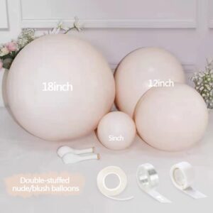 Double Layer Beige Balloons Different Sizes 18In 12In 5In Ivory White Blush Balloon Garland Pastel Cream Latex Balloon Arch Kit for Boho Baby Shower Birthday Wedding Bridal Shower Gender Reveal Party