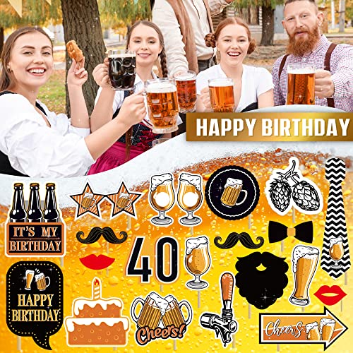 40th birthday decorations for men women - (60pcs) black gold party Banner, 40 Inch Gold Balloons,40th Sign Latex Balloon,Fringe Curtains and cheers to you Foil Balloons,Hanging Swirl,photo props