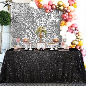 queendream sequin tablecloth 60×102 inch black tablelcoth wedding glitter tablecloth for birthday party graduation decor
