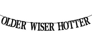 glitter older wiser hotter banner, death to my youth 30th birthday banner decorations, funny 30th birthday party decorations for women (black)