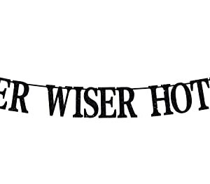 Glitter Older Wiser Hotter Banner, Death to My Youth 30th Birthday Banner Decorations, Funny 30th Birthday Party Decorations for Women (Black)