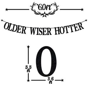 Glitter Older Wiser Hotter Banner, Death to My Youth 30th Birthday Banner Decorations, Funny 30th Birthday Party Decorations for Women (Black)