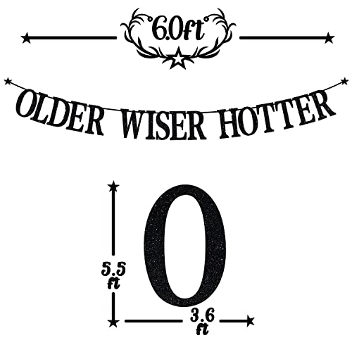 Glitter Older Wiser Hotter Banner, Death to My Youth 30th Birthday Banner Decorations, Funny 30th Birthday Party Decorations for Women (Black)