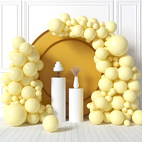 HOUSE OF PARTY Pastel Yellow Balloons - Pale Yellow Balloon Garland Kit, 5/12/18 Inch Light Yellow Balloons for Easter Party Decorations, Bridal Shower, Wedding & Birthday Decorations