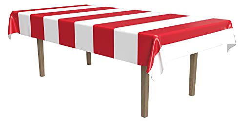 Red & White Stripes Tablecover Party Accessory (1 count) (1/Pkg)