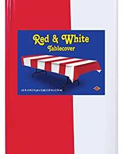 Red & White Stripes Tablecover Party Accessory (1 count) (1/Pkg)