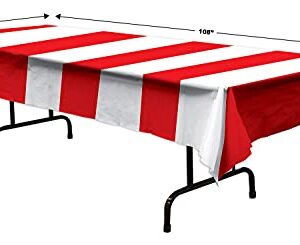 Red & White Stripes Tablecover Party Accessory (1 count) (1/Pkg)