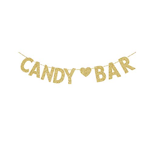 GRACE.Z Candy Bar Banner, Gold Gliter Paper Sign Decors for Birthday/Wedding/Engagement Party