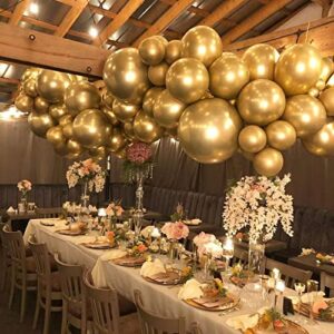 Gold Metallic Chrome Latex Balloons - 62Pack 5 inch Round Helium Balloons for Birthday Wedding Graduation Baby Shower Party Decorations