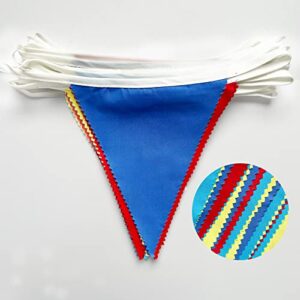 32Ft Red Blue Yellow Party Decorations Carnival Circus Clown Triangle Flag Pennant Bunting Banner Fabric Garland for Kids Birthday Baby Shower Wedding Outdoor Garden Festivals Hanging Decorations