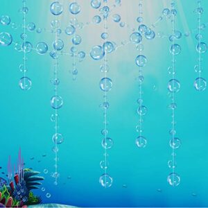 4 strings flat under the sea blue bubble garlands for little mermaid party decorations transparent floating hanging bubbles streamer pool ocean kids birthday baby shower bday wedding baby shower decor