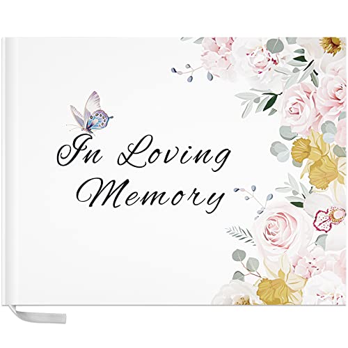 TAOPE Funeral Guest Book| Memorial Guest Book | Celebration of Life Funeral Guest Book| in Loving Memory | 10.2” x 7.8”, Guest Sign in Book(Flower)