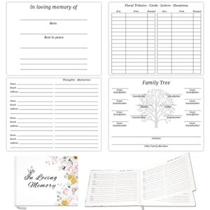 TAOPE Funeral Guest Book| Memorial Guest Book | Celebration of Life Funeral Guest Book| in Loving Memory | 10.2” x 7.8”, Guest Sign in Book(Flower)