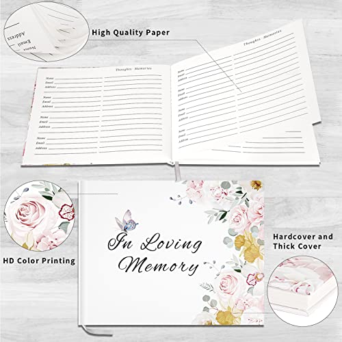 TAOPE Funeral Guest Book| Memorial Guest Book | Celebration of Life Funeral Guest Book| in Loving Memory | 10.2” x 7.8”, Guest Sign in Book(Flower)