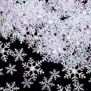 1600 pieces 3 size snowflake confetti snowflake glitter confetti decorations for winter party wonderland party supplies diy craft projects