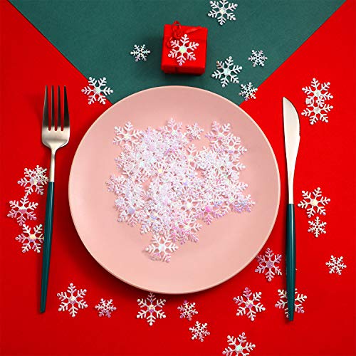 1600 Pieces 3 Size Snowflake Confetti Snowflake Glitter Confetti Decorations for Winter Party Wonderland Party Supplies DIY Craft Projects