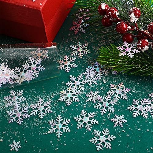 1600 Pieces 3 Size Snowflake Confetti Snowflake Glitter Confetti Decorations for Winter Party Wonderland Party Supplies DIY Craft Projects