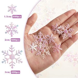 1600 Pieces 3 Size Snowflake Confetti Snowflake Glitter Confetti Decorations for Winter Party Wonderland Party Supplies DIY Craft Projects