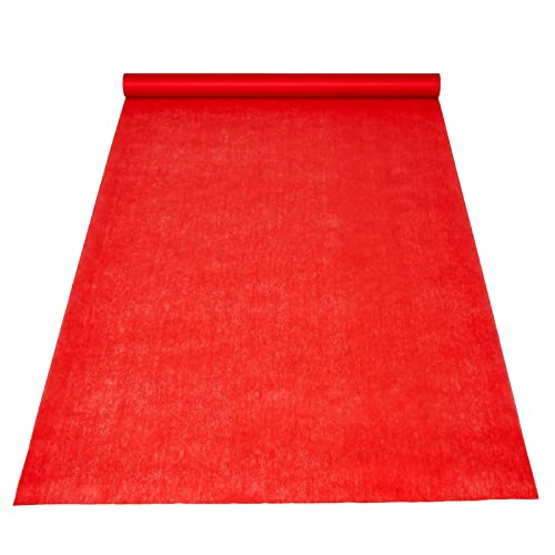 Red Carpet Runner for Party, 50 Ft Runway Aisle for Weddings, Banquets, Prom Nights, Movie Themed Decorations (40 gsm, 3" Wide)