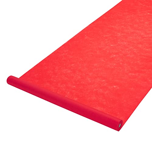 Red Carpet Runner for Party, 50 Ft Runway Aisle for Weddings, Banquets, Prom Nights, Movie Themed Decorations (40 gsm, 3" Wide)