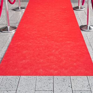 Red Carpet Runner for Party, 50 Ft Runway Aisle for Weddings, Banquets, Prom Nights, Movie Themed Decorations (40 gsm, 3" Wide)