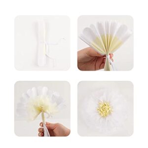 Komiikka Tissue Paper Flowers Decorations for Wall, Tissue Pom Poms Chrysanth Flowers DIY Crafting for Baby Shower, Girl Birthday Party, Nursery Wall Decorations (White Pink)