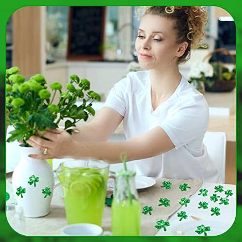 50Pcs St. Patrick's Day Shamrocks Table Confetti Sprinkles St Patricks Day Decorations Glitter Lucky Irish Green Scatter Shamrocks Assorted Cutouts Party Confetti for DIY Holiday Party Supplies