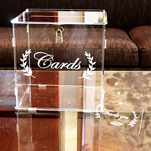 OurWarm Wedding Card Box for Wedding Reception, Clear Card Boxes with Lock, Gift Card Box Money Box Holder For Reception Anniversary Shower Rustic Wedding Decorations Birthday Graduation