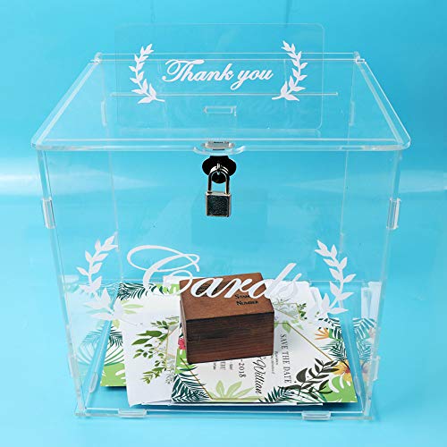 OurWarm Wedding Card Box for Wedding Reception, Clear Card Boxes with Lock, Gift Card Box Money Box Holder For Reception Anniversary Shower Rustic Wedding Decorations Birthday Graduation