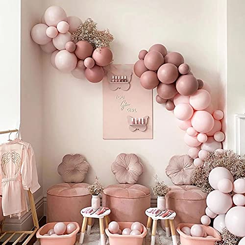 Blush Dusty Pink Balloon Garland Matte Latex Nude Pink Balloons Double-Stuffed Retro Pink Balloon Arch Kit For Party Wedding Baby Shower Graduation Birthday Decoration