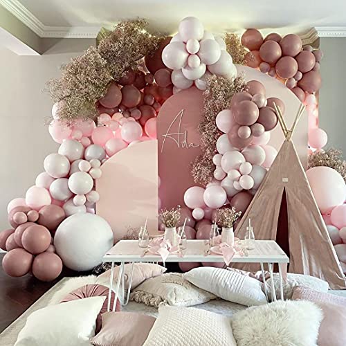 Blush Dusty Pink Balloon Garland Matte Latex Nude Pink Balloons Double-Stuffed Retro Pink Balloon Arch Kit For Party Wedding Baby Shower Graduation Birthday Decoration