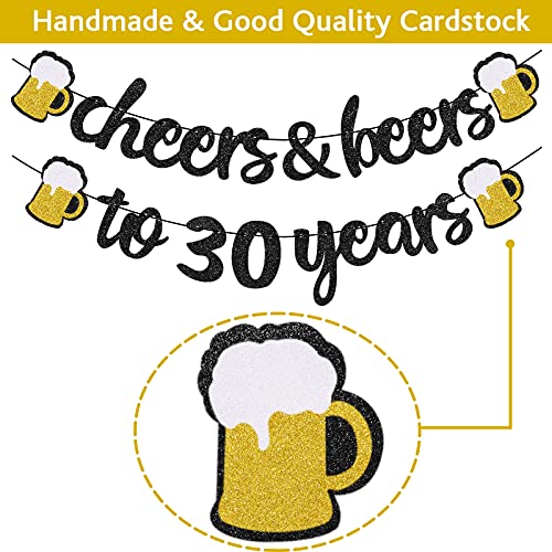 30th Birthday Decorations for Men Women, 30 Years Anniversary Decorations-Cheers & Beers to 30 Years Banner Thirty Sign Latex Balloon 32 inch "30" Gold Balloon 35 inch Cheers Beers Cups Foil Balloon for 30th Wedding Party Supplie